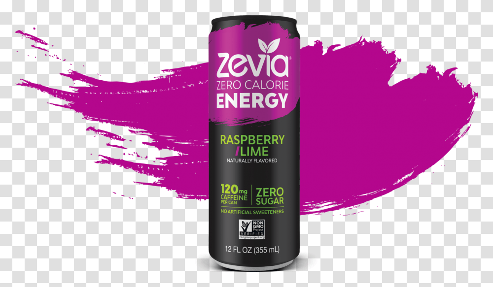 Zevia Sugar Free Zero Calorie Raspberry Lime Energy Caffeinated Drink, Tin, Can, Aluminium, Spray Can Transparent Png