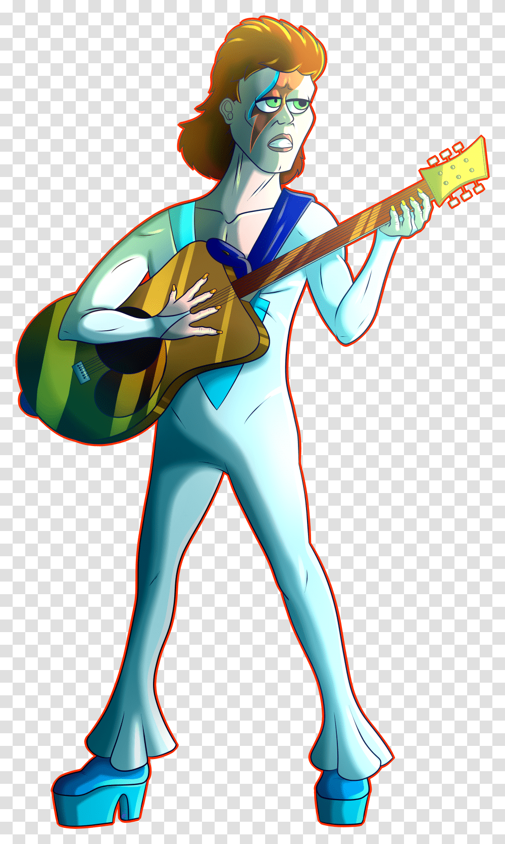 Ziggy Stardust Illustration, Leisure Activities, Guitar, Musical Instrument, Person Transparent Png