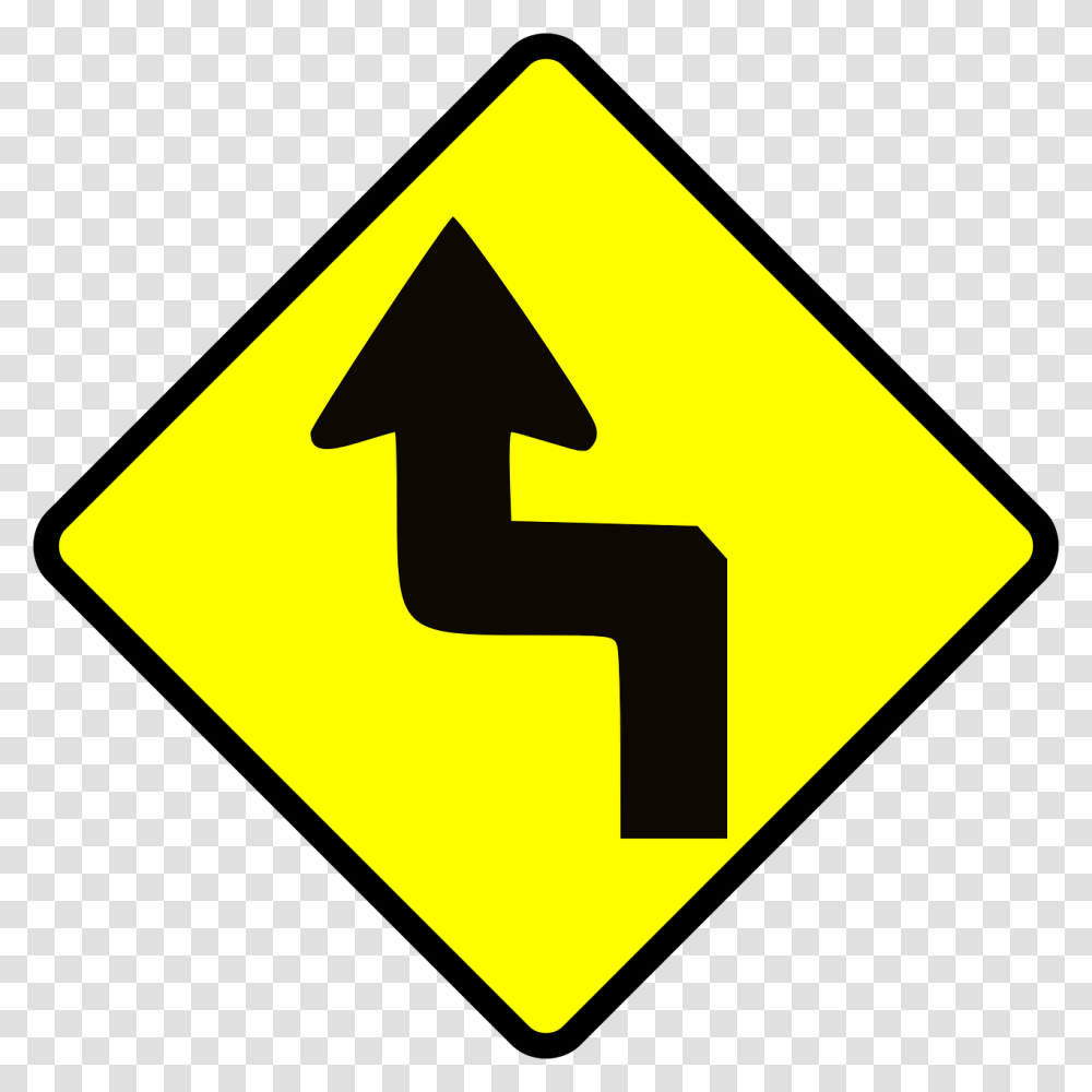Zigzag Caution Road Direction Street Highway Zig Zag Road Sign Transparent Png
