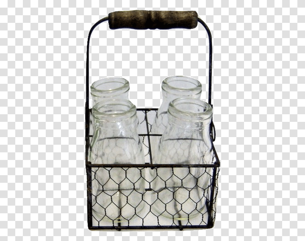 Zinc Chicken Wire Basket With 4 Jars Barbed Wire, Glass, Food Transparent Png