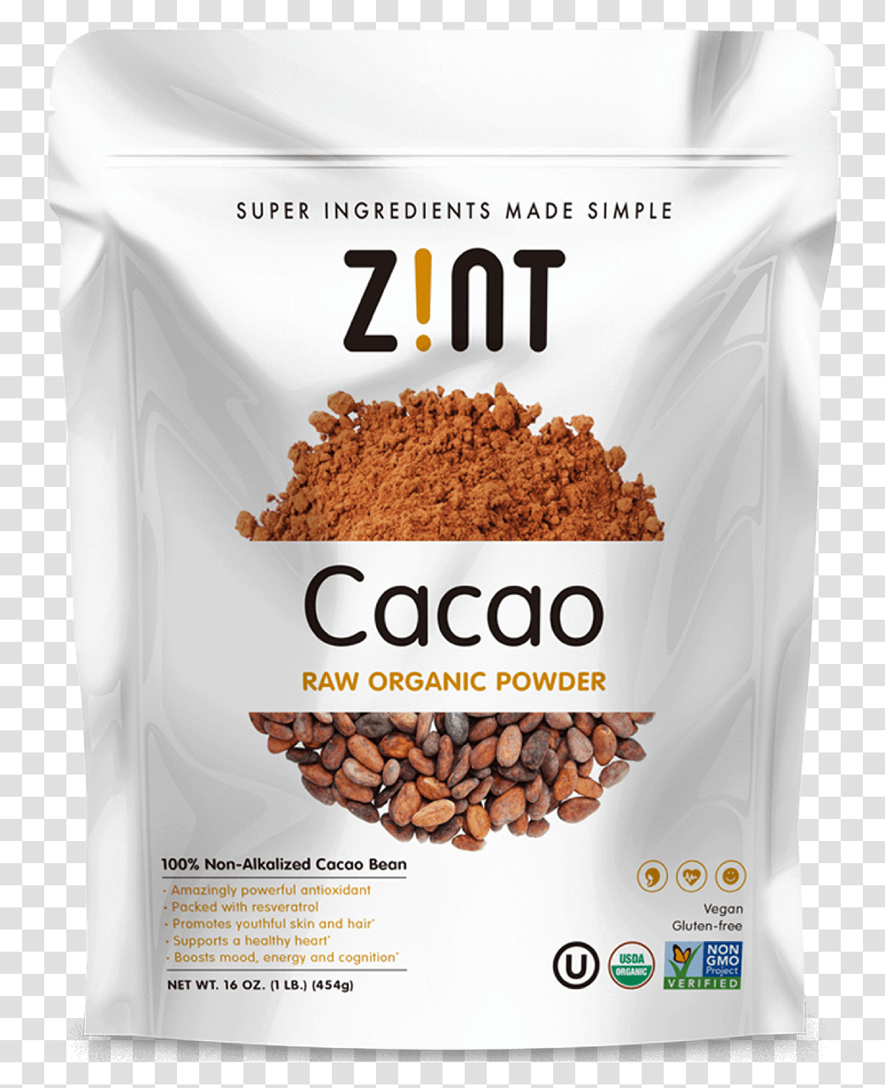 Zint Cacao Raw Organic Powder, Spice, Food, Advertisement, Poster Transparent Png