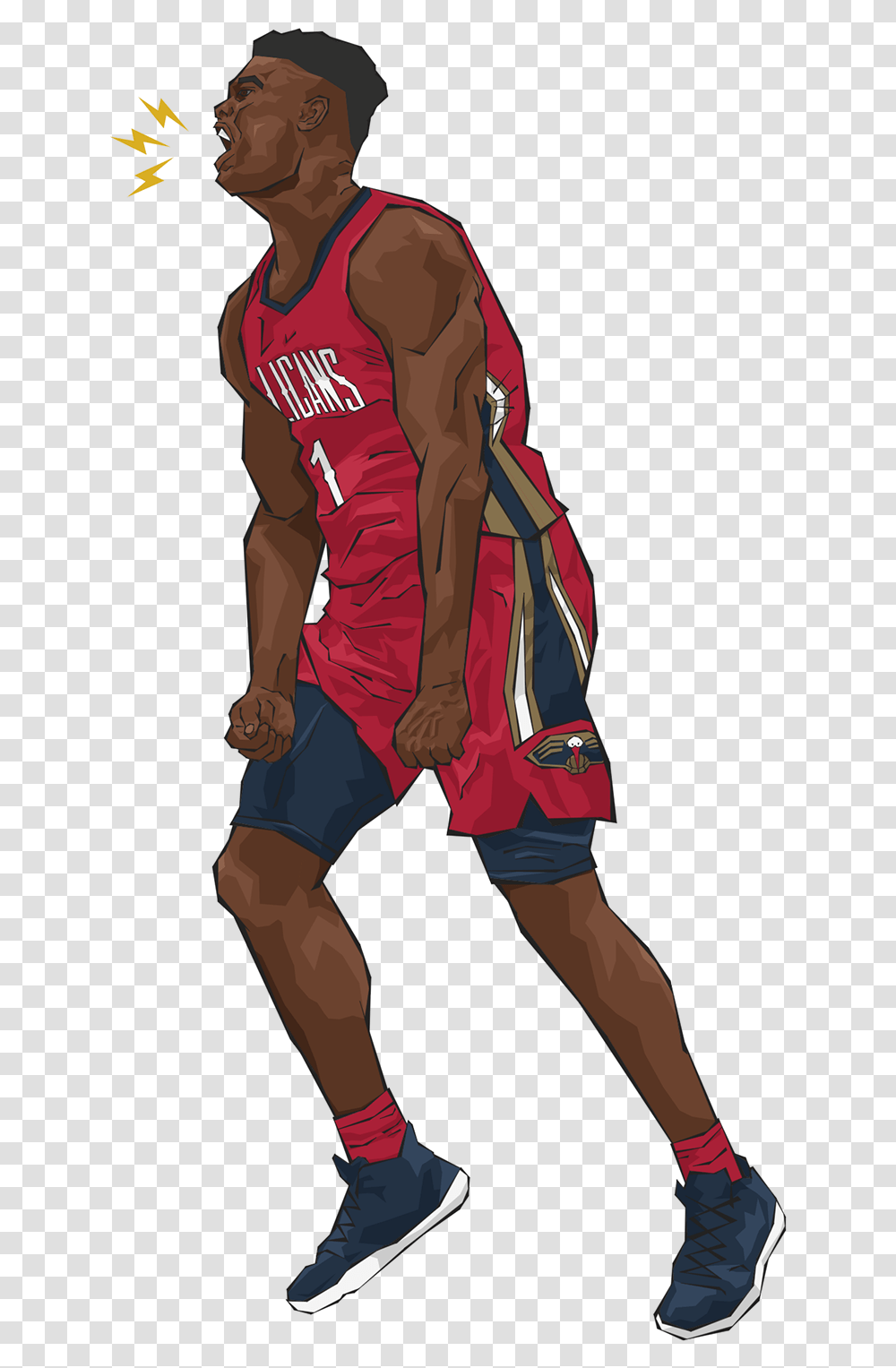 Zion Williamson Illustration For Basketball, Clothing, Person, People, Team Sport Transparent Png