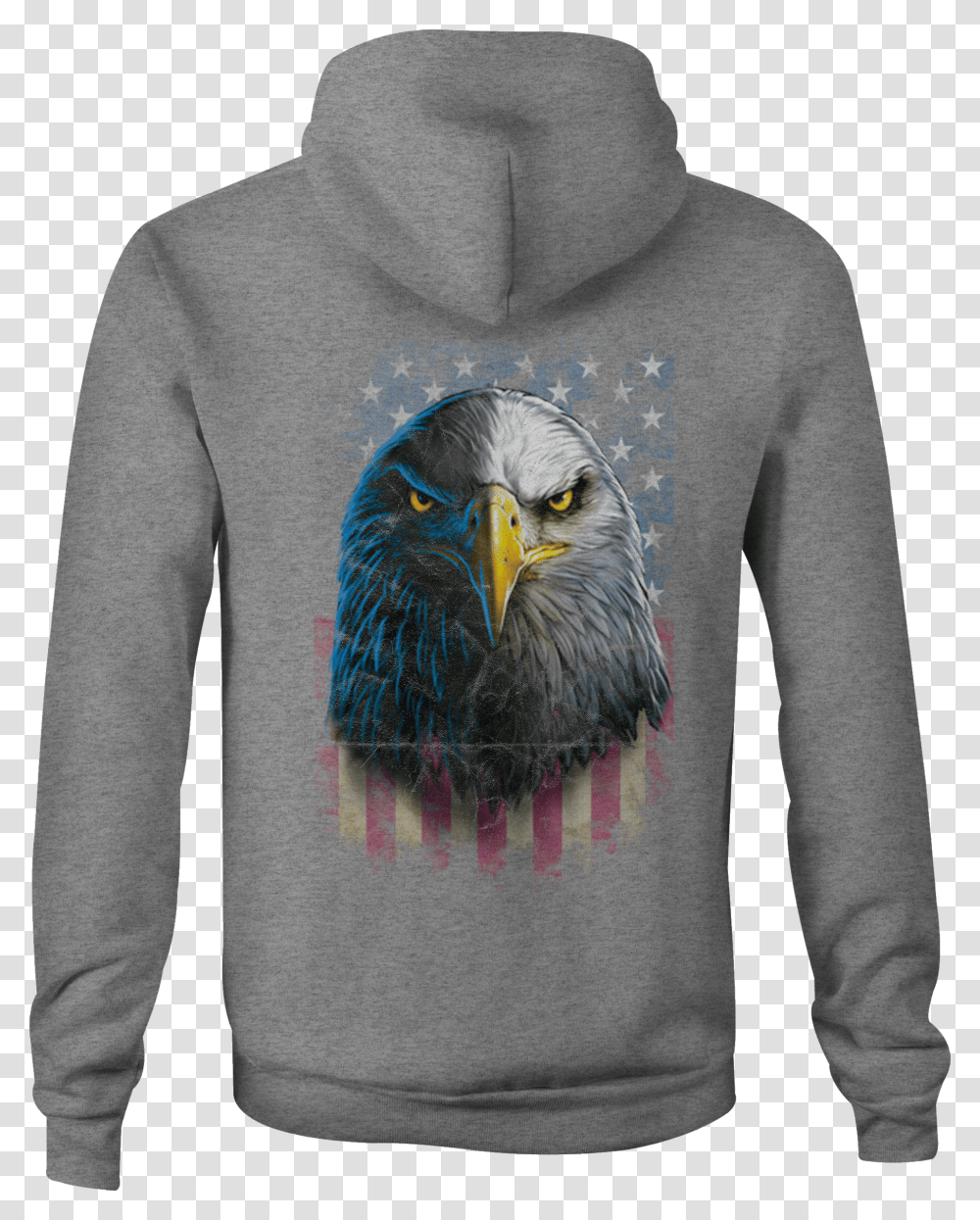 Zip Up Hoodie Eagle Stare Veritcal American Flag Military Hoodie, Apparel, Sweater, Sleeve Transparent Png