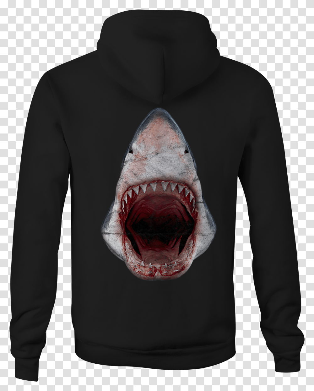 Zip Up Hoodie Great White Jaws Shark Hooded Sweatshirt Great White Shark, Apparel, Sleeve, Long Sleeve Transparent Png
