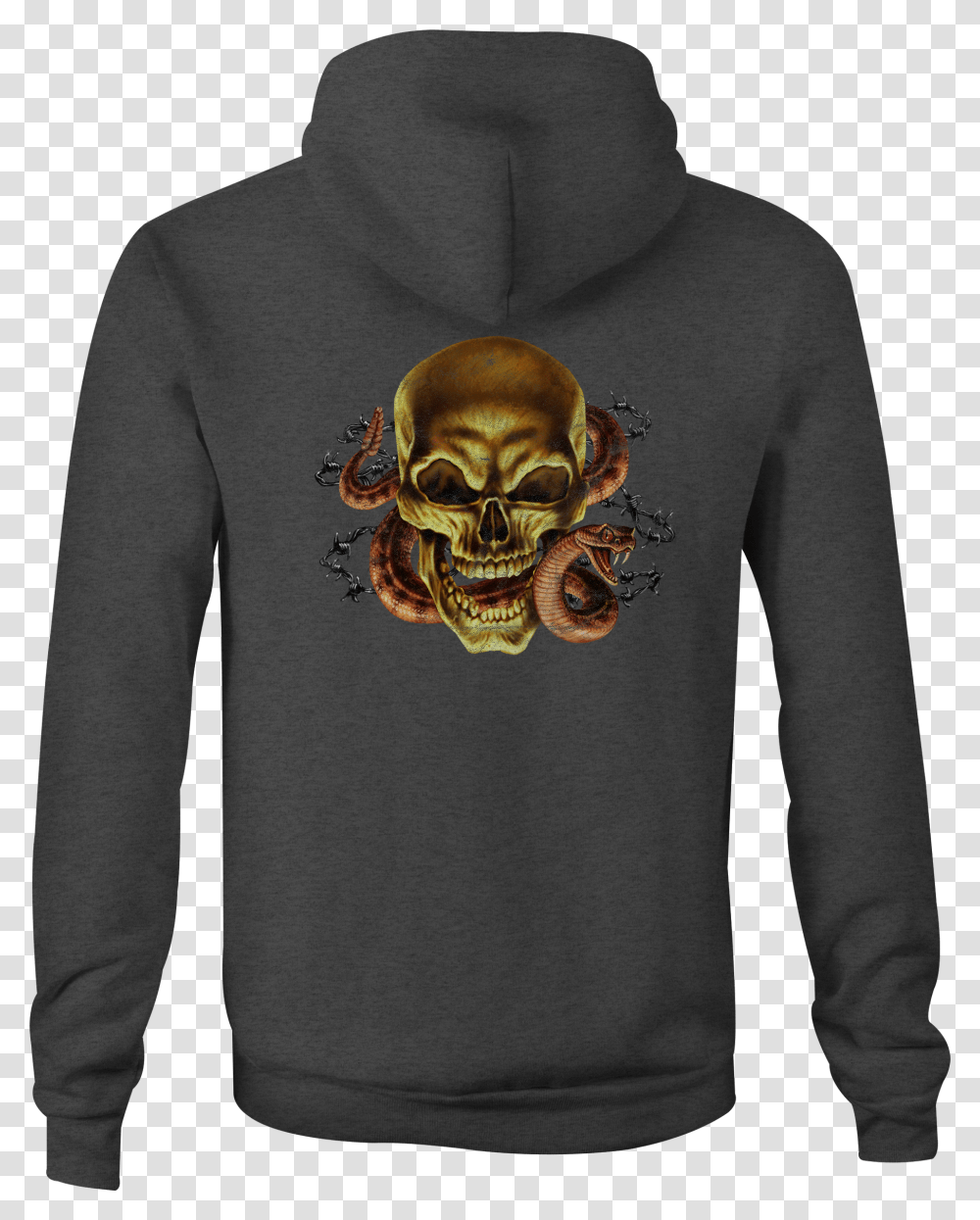 Zip Up Hoodie Skull Snake Barbed Wire Hooded Sweatshirt Hoodie, Apparel, Sleeve, Long Sleeve Transparent Png