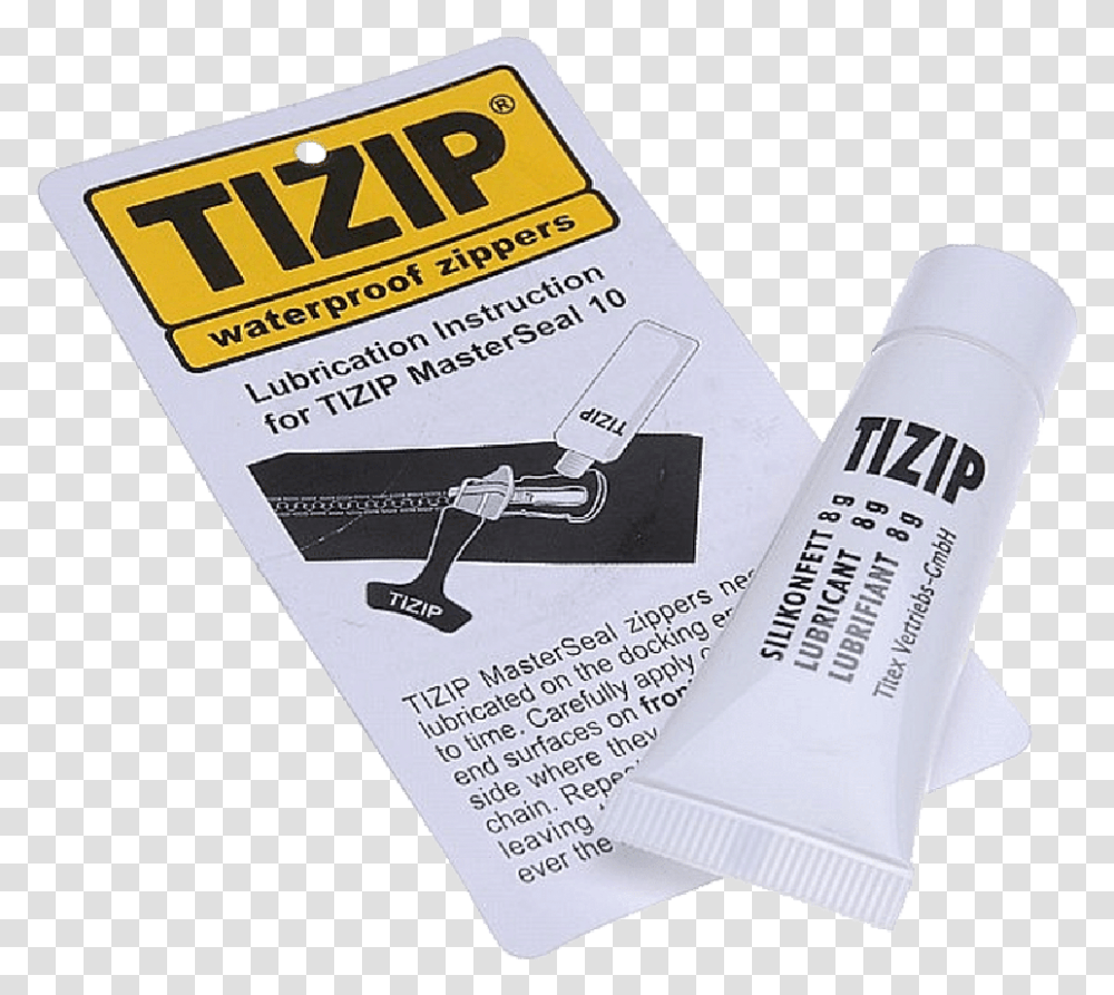 Zipper Care Zip Lube Tizip Silikonfett, Label, Paper, Business Card Transparent Png
