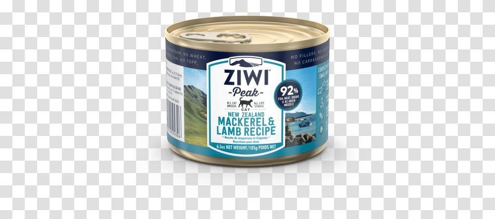 Ziwi Peak Mackerel Amp Lamb Cat Can 185g Front View Ziwipeak Wet Cat Food, Canned Goods, Aluminium, Tin, Label Transparent Png