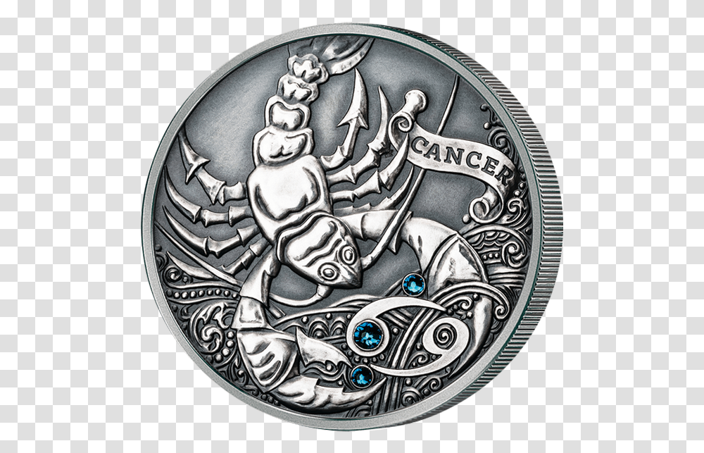 Zodiac Belarus Silver Coin, Money, Emblem, Clock Tower Transparent Png