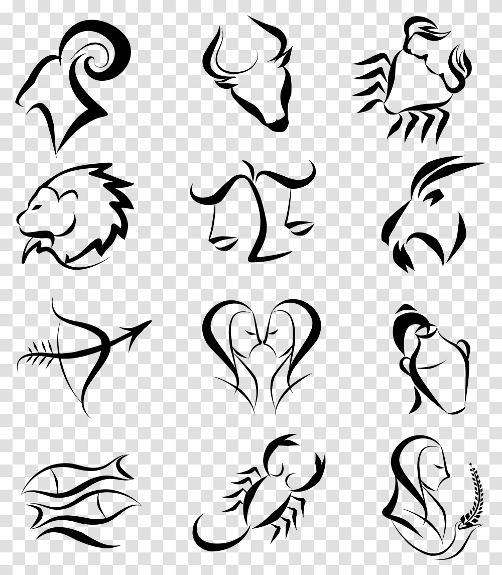 Zodiac Signs Clipart Picture Zodiac Signs Line Art, Gray, World Of Warcraft Transparent Png