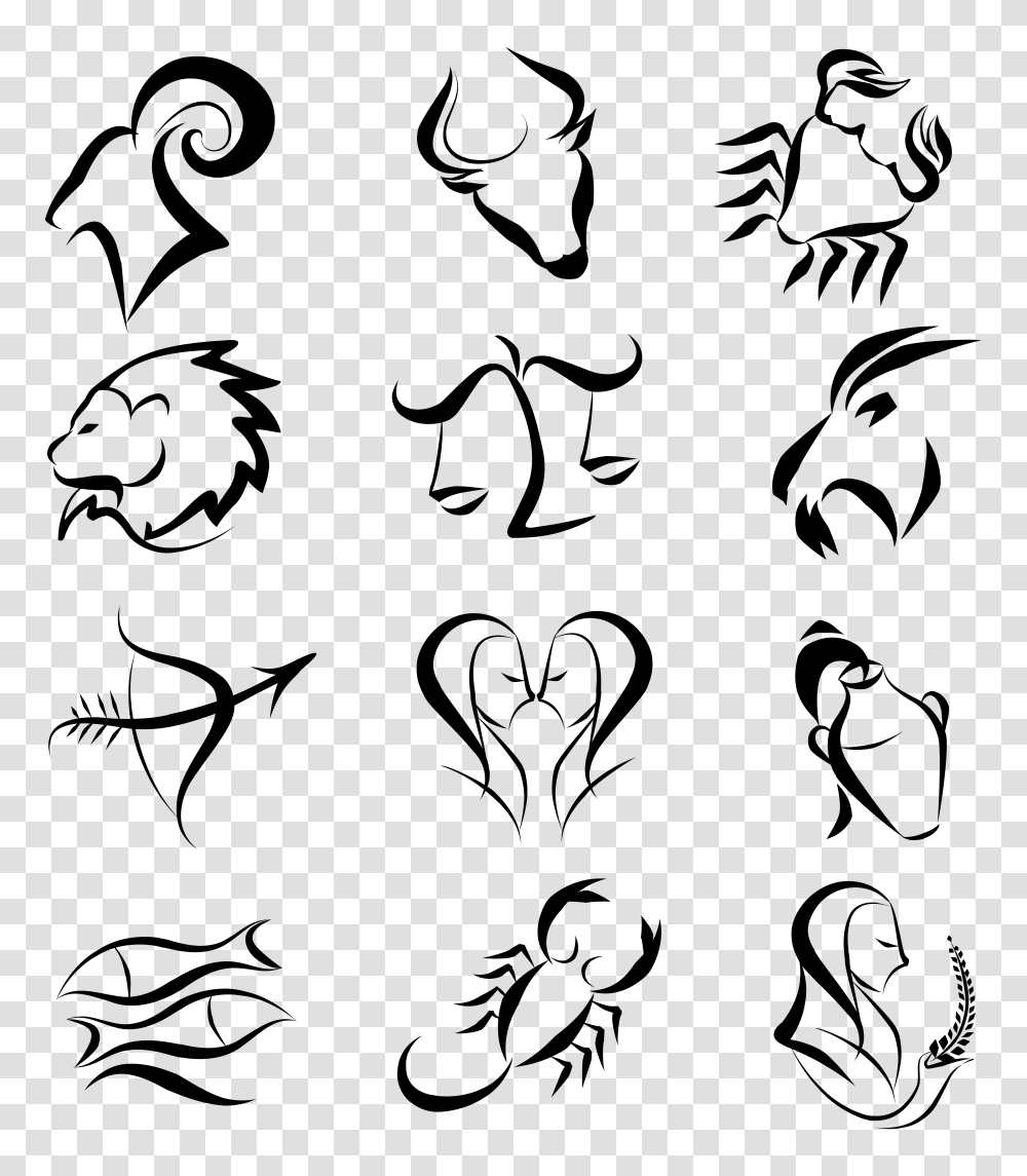 Zodiac Signs Clipart, Stencil, Bird, Animal Transparent Png