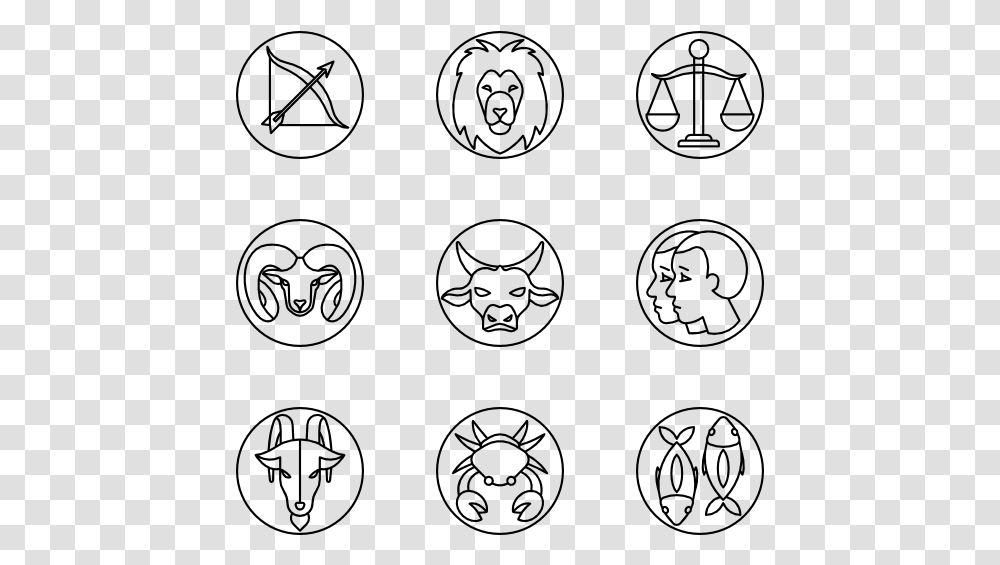 Zodiac Signs Lineal Zodiac Signs Symbols, Gray, World Of Warcraft Transparent Png