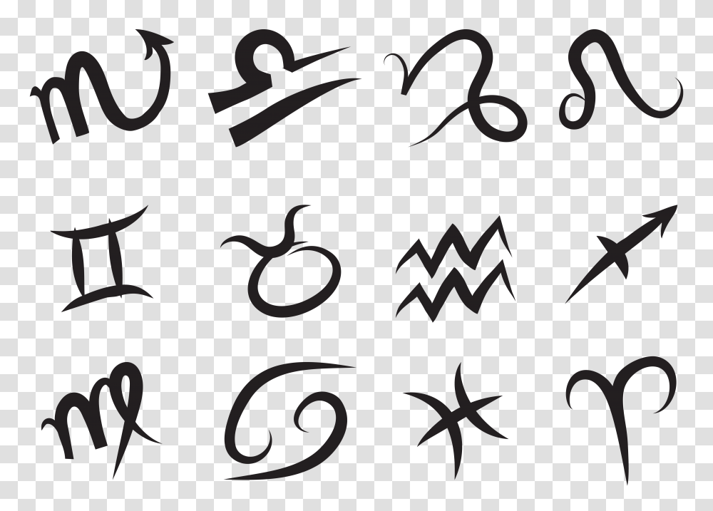 Zodiac Signs Set, Stencil, Alphabet Transparent Png