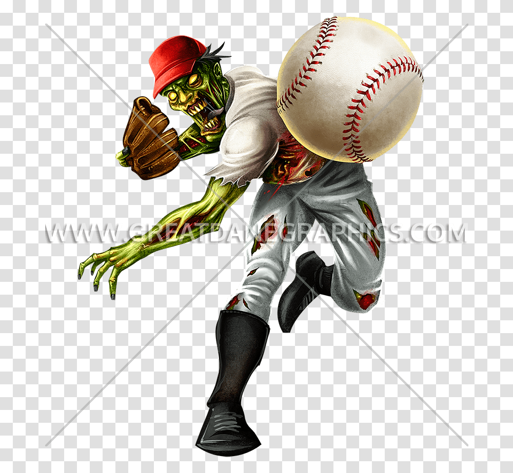 Zombie Baseball Production Ready Artwork For T Shirt Printing Zombie Baseball Player, Person, Clothing, People, Sport Transparent Png