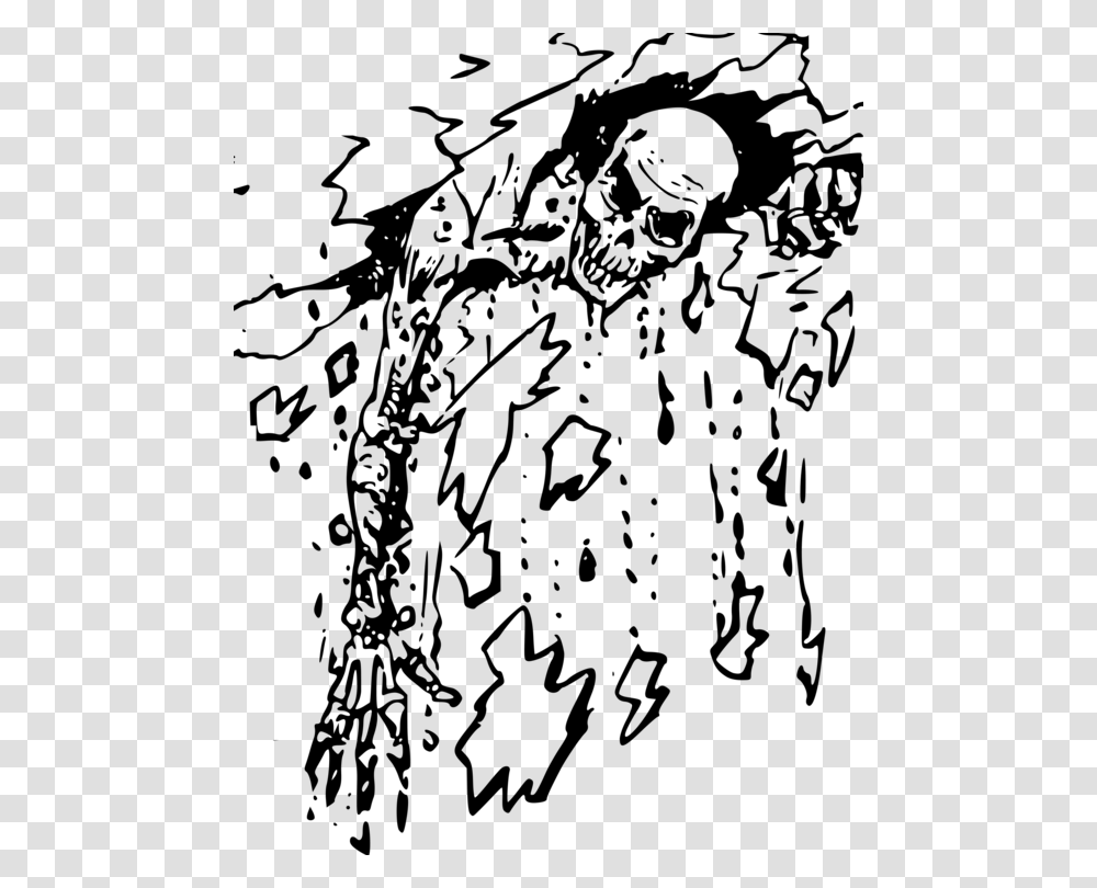 Zombie Black And White Drawing Visual Arts Horror Free Zombie Clipart Black And White, Gray, World Of Warcraft Transparent Png