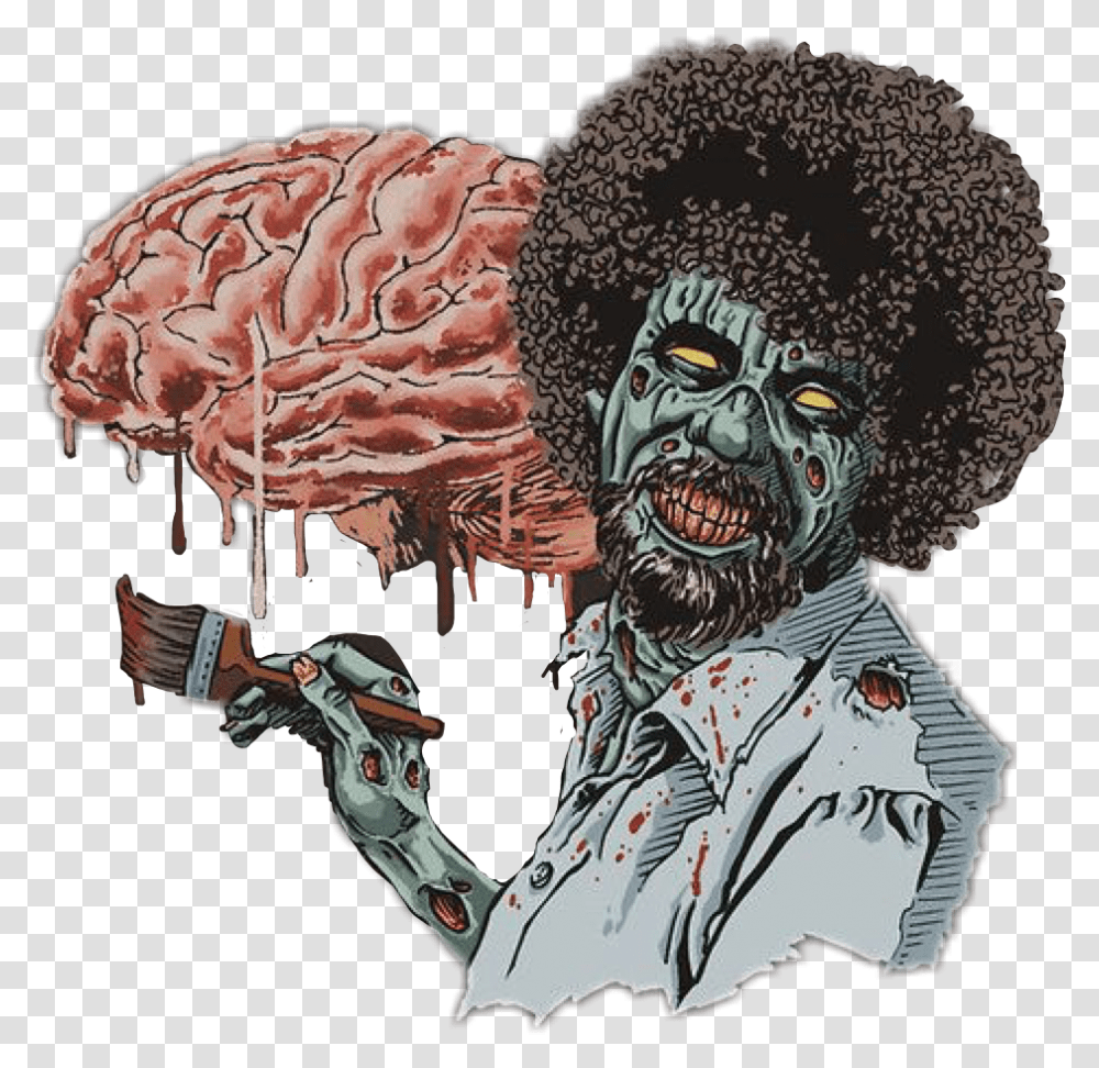 Zombie Bob Ross Zombie, Hair, Person, Human, Face Transparent Png