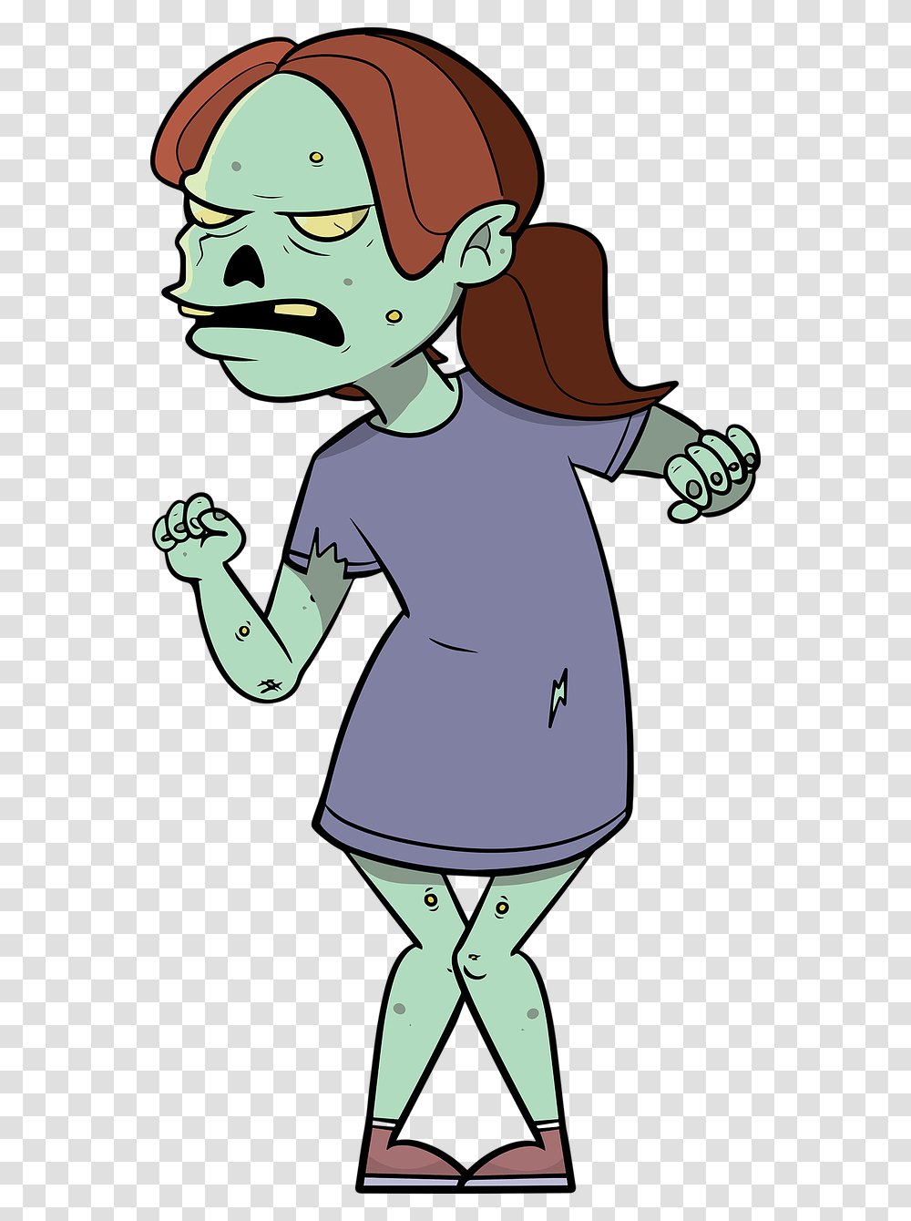 Zombie Caricatura De Mujer Zombie, Hand, Person, Arm Transparent Png