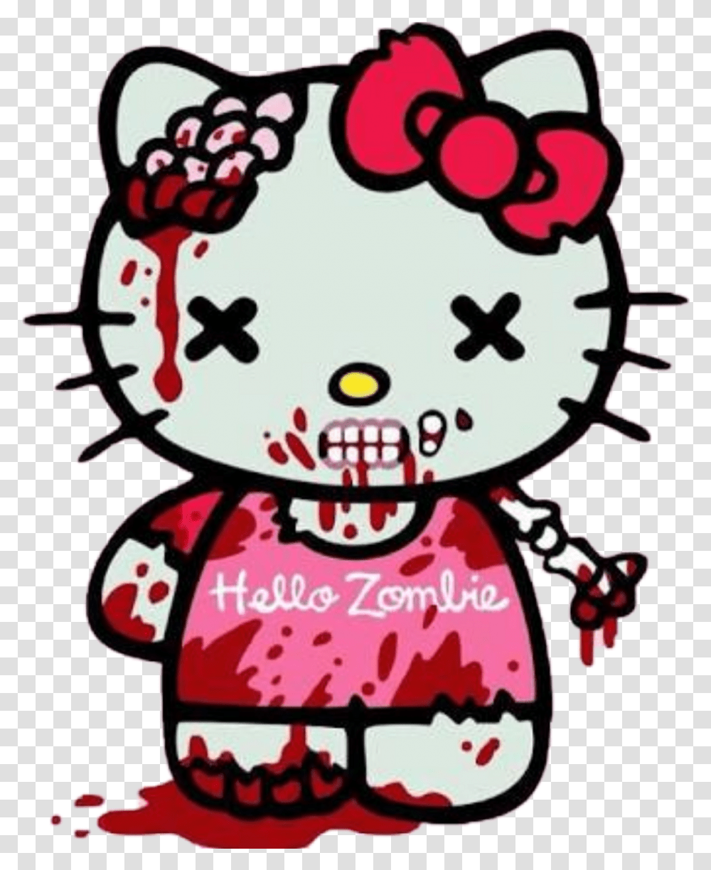 Zombie Clipart Hello Kitty Hello Kitty Love You Hello Kitty Zombie, Label, Text, Sticker, Doodle Transparent Png