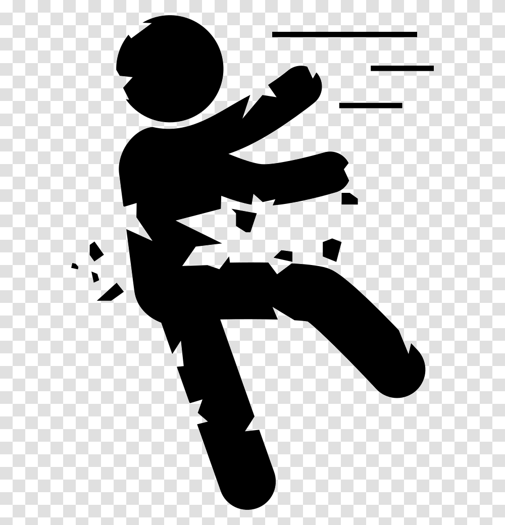 Zombie Cracking Falling Silhouette Falling Person Silhouette, Stencil, Human Transparent Png