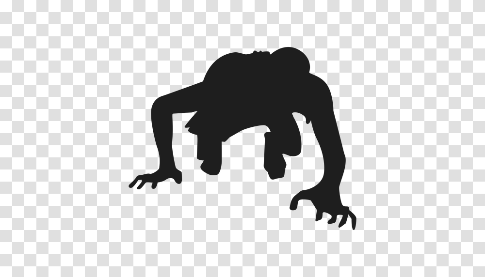 Zombie Crawling Silhouette, Kneeling, Stencil Transparent Png