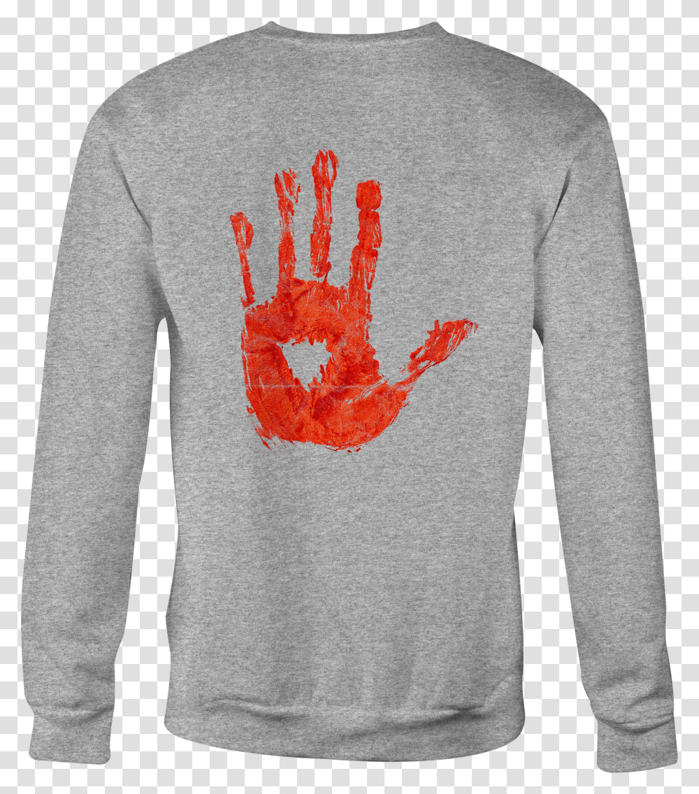 Zombie Crewneck Sweatshirt Bloody Handprint Shirt For Hand With Blood Transparent Png