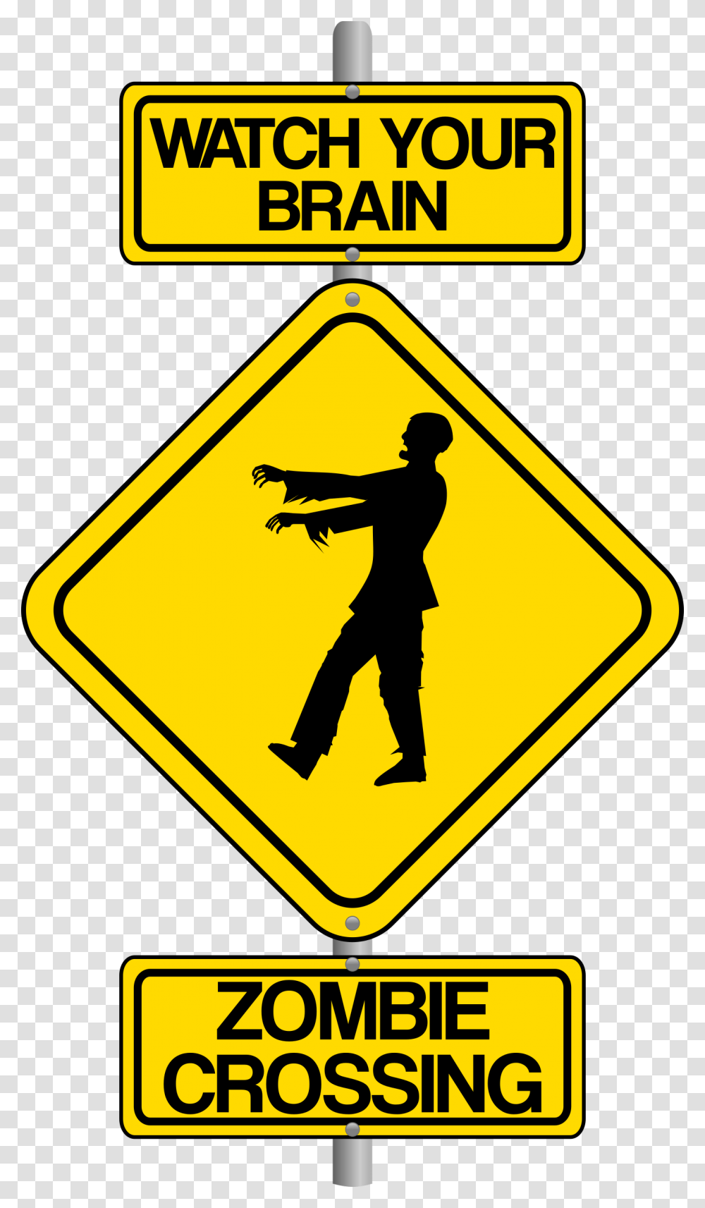 Zombie Crossing The Street Comic Traffic Sign Zombie Crossing, Person, Human Transparent Png