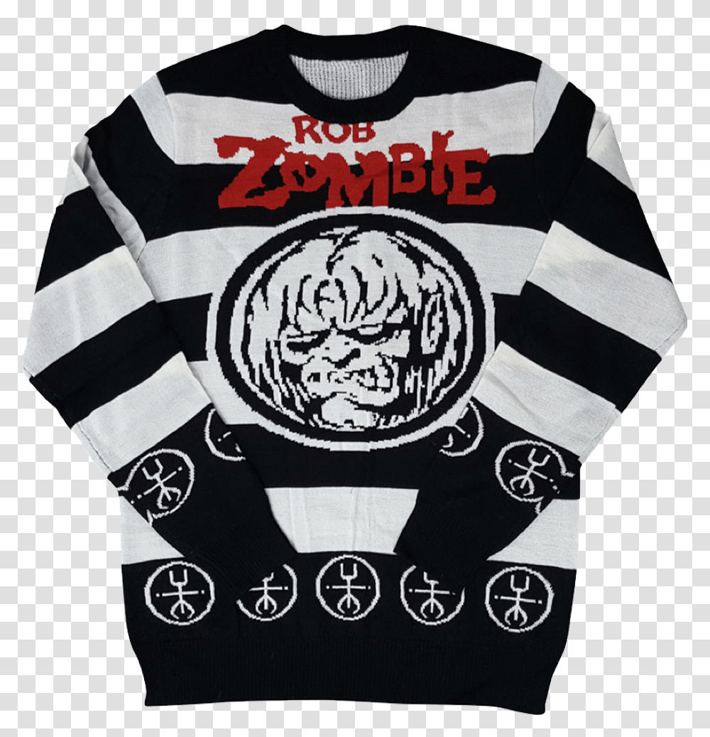 Zombie Face Striped Sweater White Zombie Let Sleeping Corpses, Apparel, Sweatshirt, Sleeve Transparent Png