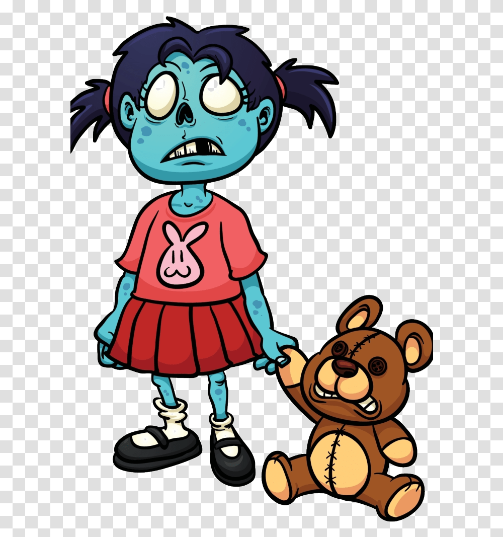 Zombie Girl And Teddy, Animal, Toy Transparent Png