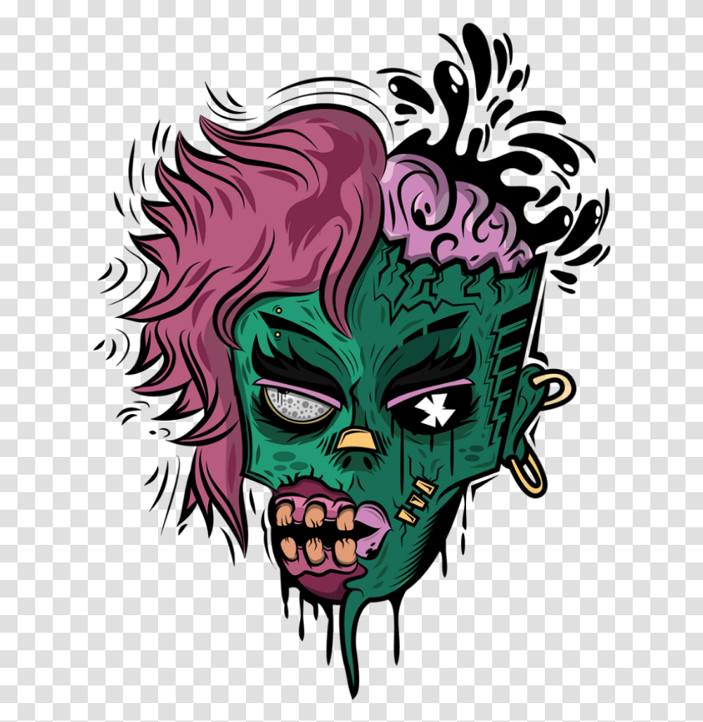 Zombie Girl Freetoedit Picsart Cute Kawaii Graffiti Zombie, Mask, Head Transparent Png