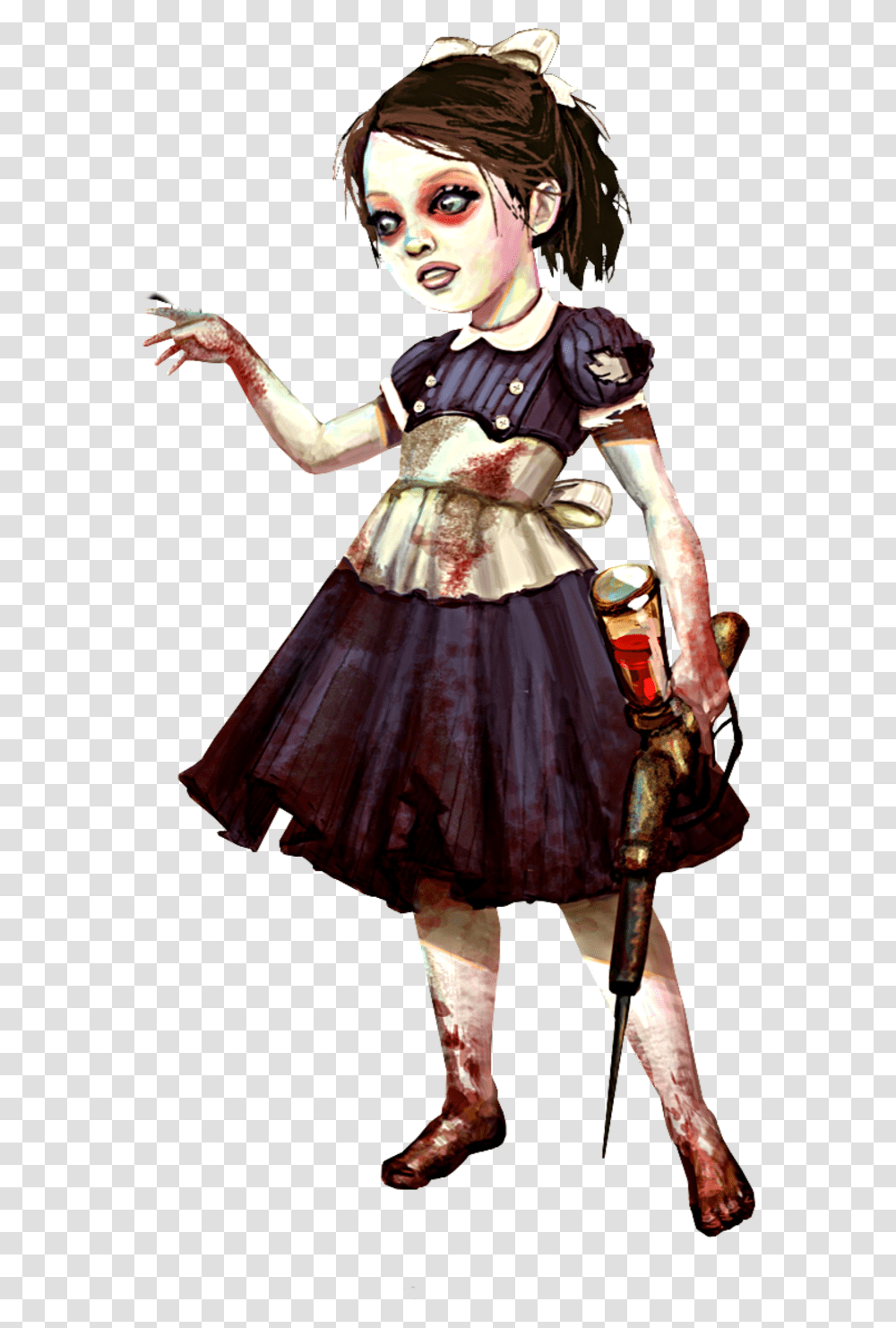 Zombie Girl Halloween Freetoedit Bioshock Little Sister Concept Art, Person, Costume, Leisure Activities Transparent Png