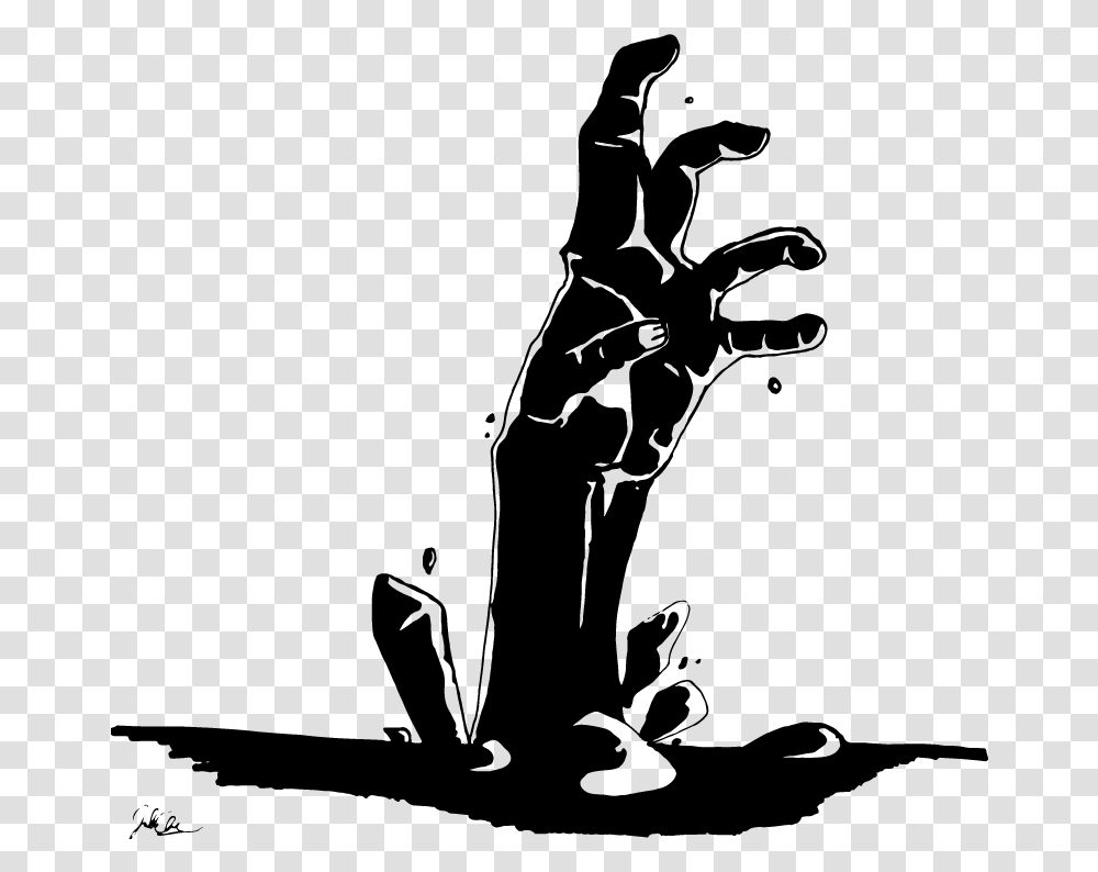 Zombie Hand Clipart Black And White, Gray, World Of Warcraft Transparent Png
