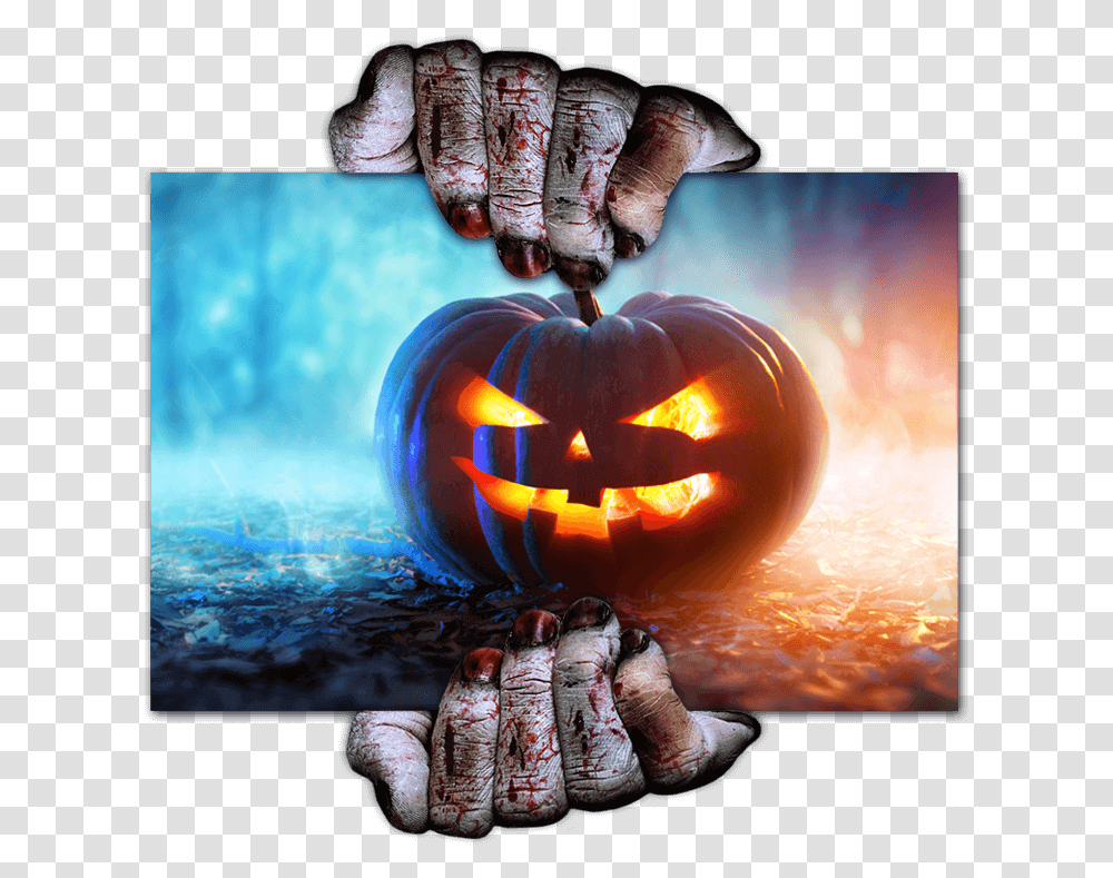 Zombie Hands Ford Halloween, Pumpkin, Vegetable, Plant, Food Transparent Png
