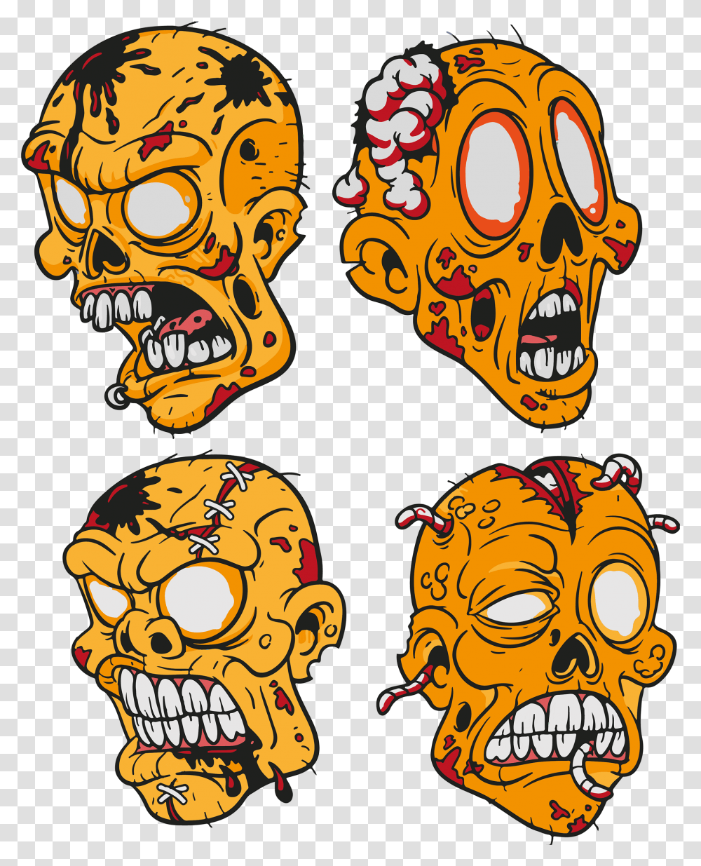 Zombie Head Clip Art Cartoon Zombie Tattoo Designs, Label, Architecture, Building Transparent Png