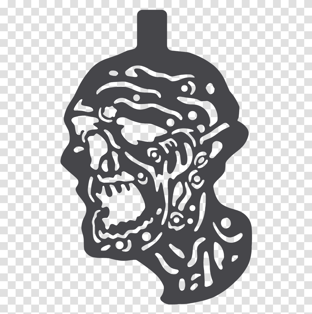 Zombie Head Stencil, Doodle, Drawing, Bird Transparent Png