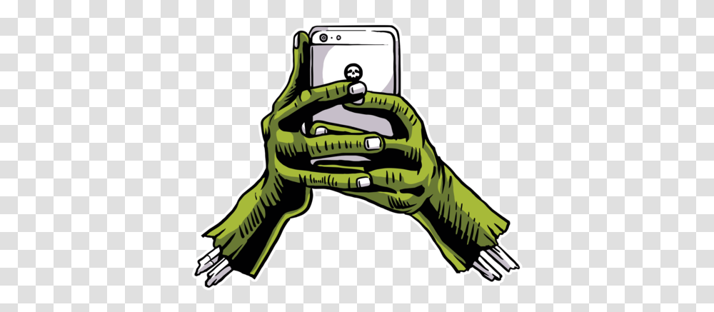 Zombie Phone Hands Horror T Shirt Illustration, Electronics, Text, Texting, Mobile Phone Transparent Png