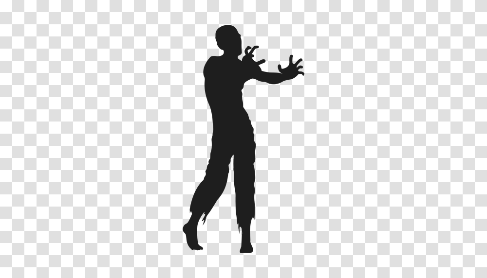 Zombie Reaching Out Silhouette, Person, Human, Standing, Kneeling Transparent Png