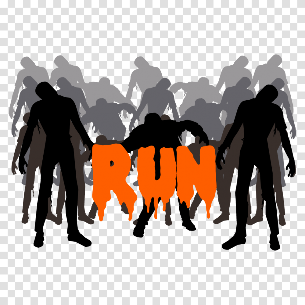 Zombie Runner Custom Logo, Person, Crowd, People Transparent Png