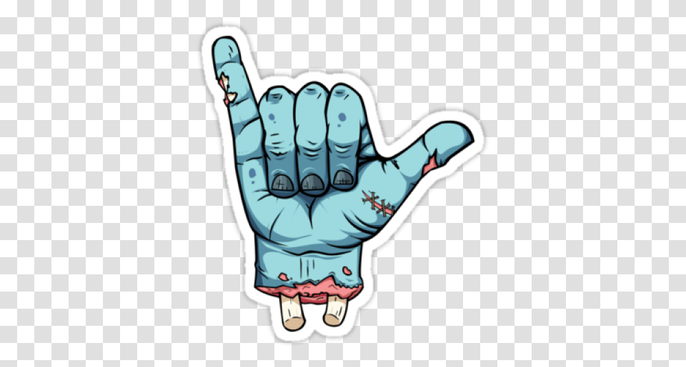 Zombie Shaka Hand Sticker Sign Language, Fist Transparent Png