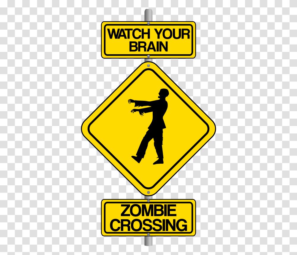 Zombie Silhouette Clip Art Watch Your Brain, Person, Human, Road Sign Transparent Png