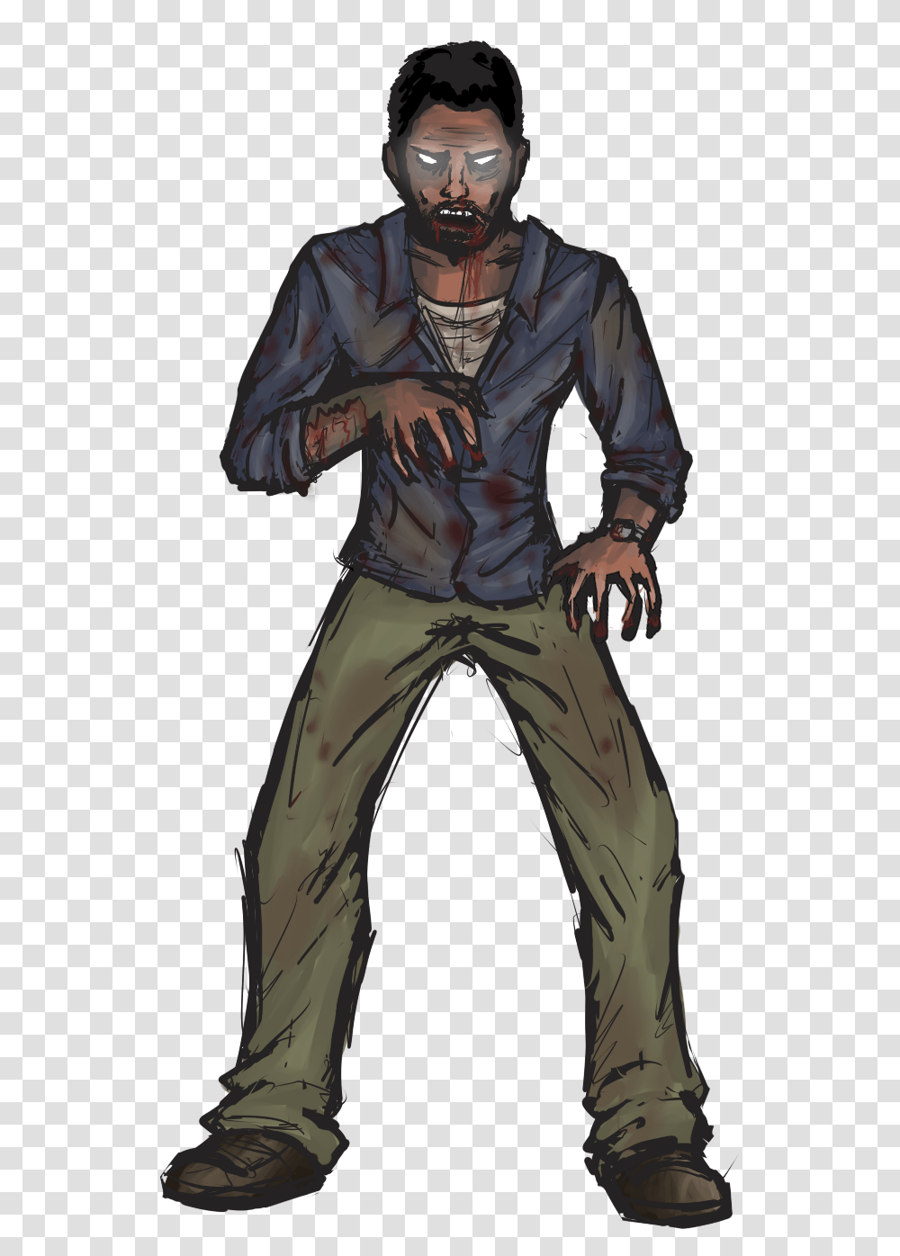 Zombie Walking Walking Dead Zombie Lee, Person, Skin, Sleeve Transparent Png