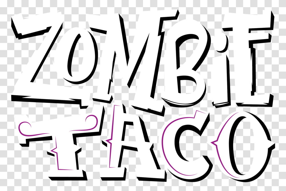 Zombietaco Logo White Stacked 01 Calligraphy, Alphabet, Number Transparent Png