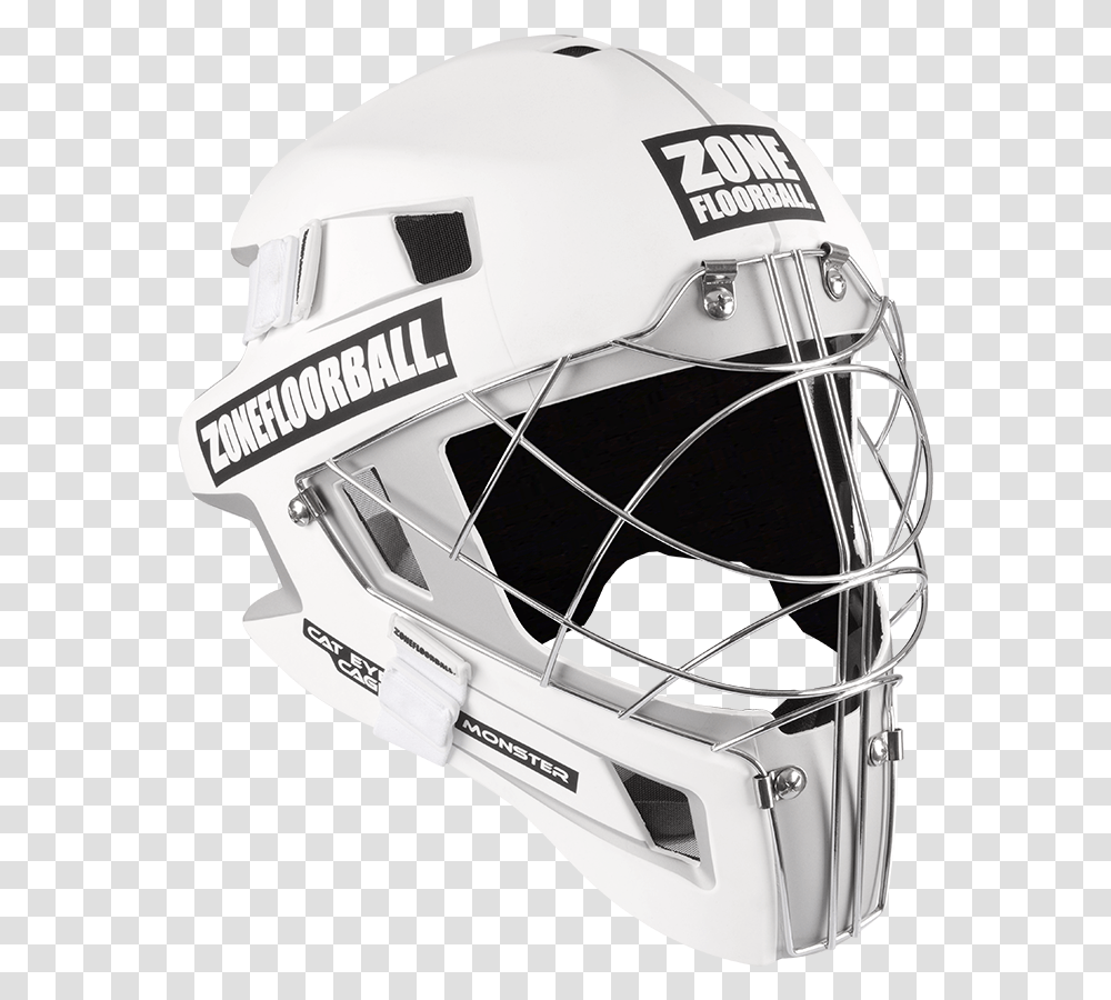 Zone Monster Cat Eye Cage Whiteblack Goalie Helmet White Cat Eye Hockey, Apparel, Crash Helmet, Football Helmet Transparent Png