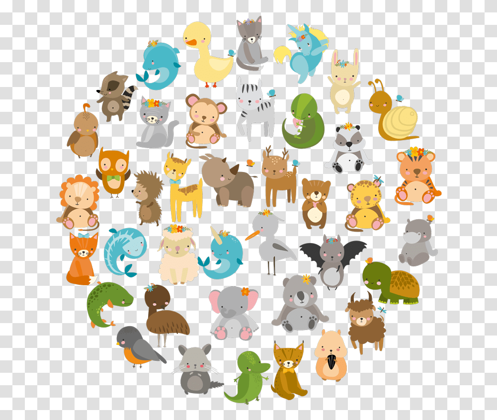 Zoo Animals Circular Wall Sticker Cute Zoo Animal Drawings, Art, Graphics, Food, Paper Transparent Png