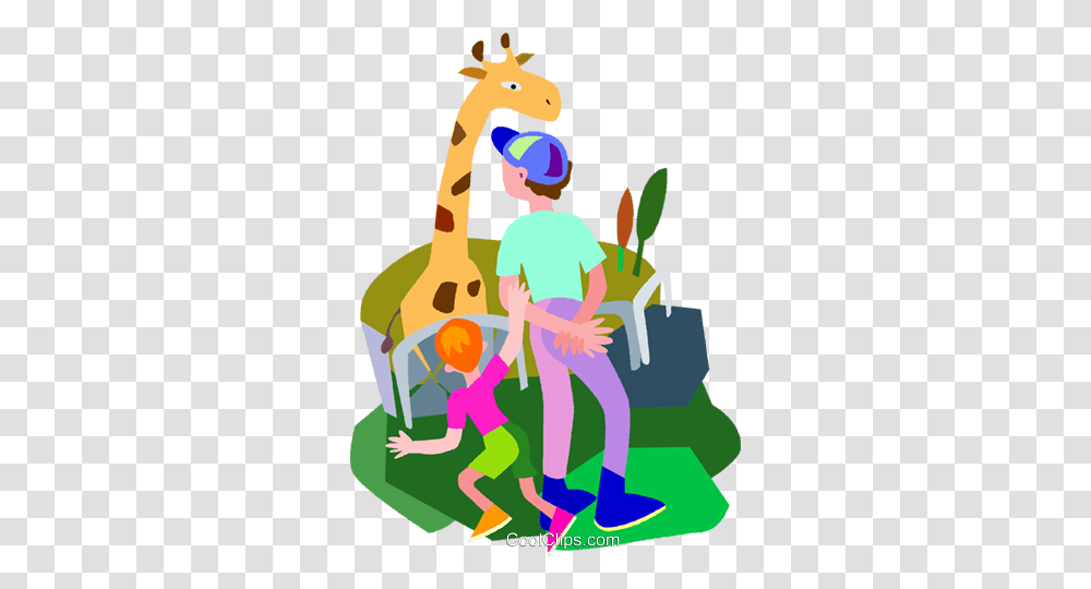 Zoo Giraffe Royalty Free Vector Clip Art Illustration, Person, People, Leisure Activities, Outdoors Transparent Png
