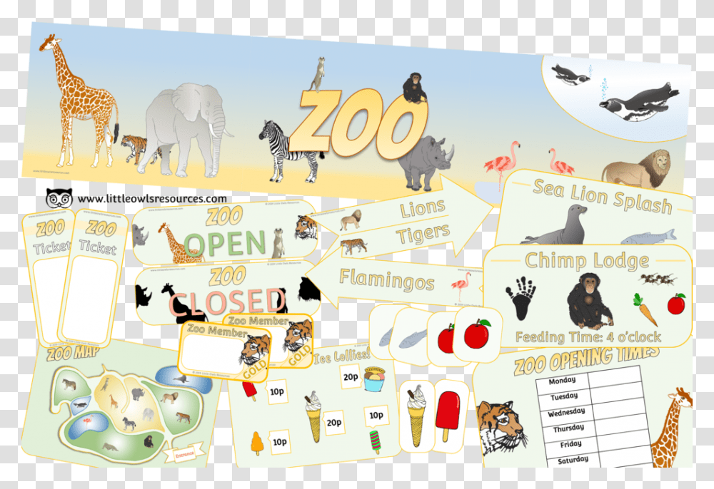 Zoo Role Play Pack Cover Zoo, Person, Elephant, Giraffe Transparent Png