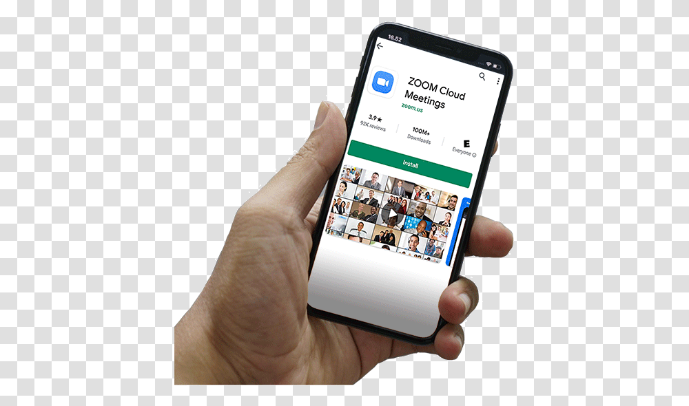 Zoom Cloud Meeting App Play Store Search Zoom App, Mobile Phone, Electronics, Cell Phone, Person Transparent Png