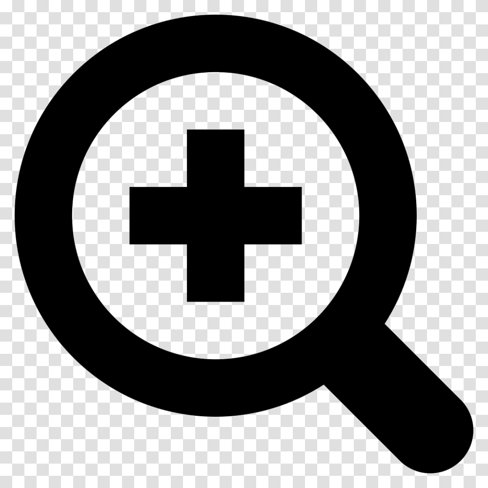 Zoom In Magnifier Enlarge Magnifying Glass Icon With Plus, First Aid, Rug Transparent Png