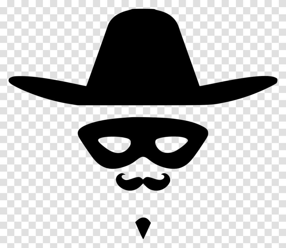 Zorro Hat Face Hero Zorro Hat Clip Art, Apparel, Cowboy Hat, Baseball Cap Transparent Png