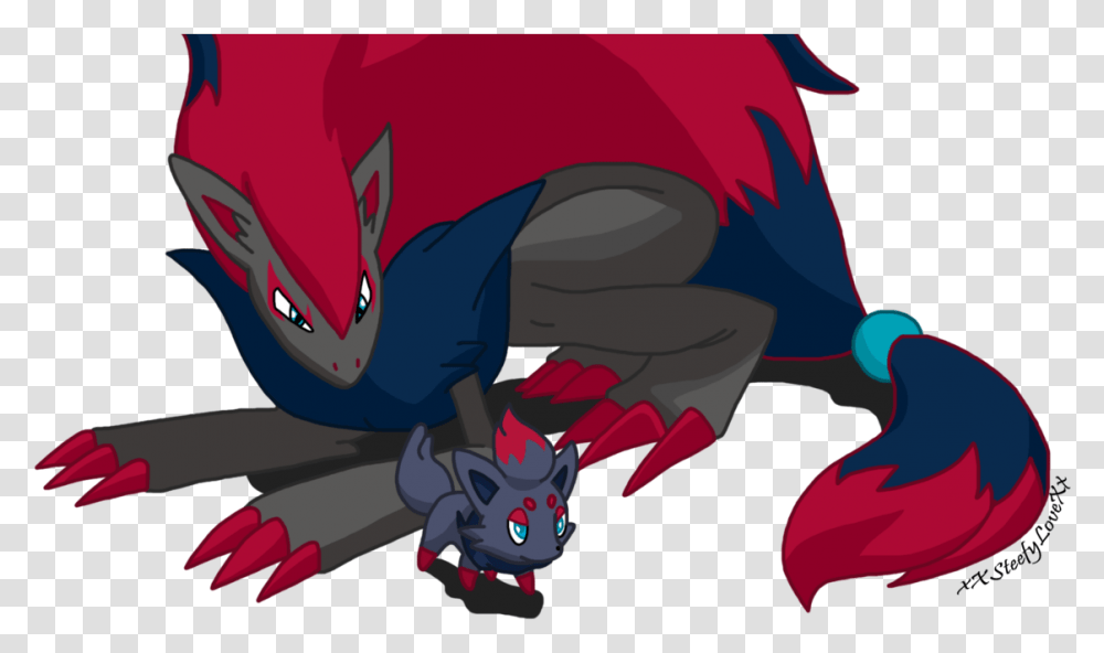 Zorua And Zoroark Dream World By Xxsteefylovexx D4m8sqj Pokemon Zorua And Zoroark, Dragon, Sweets, Food, Confectionery Transparent Png