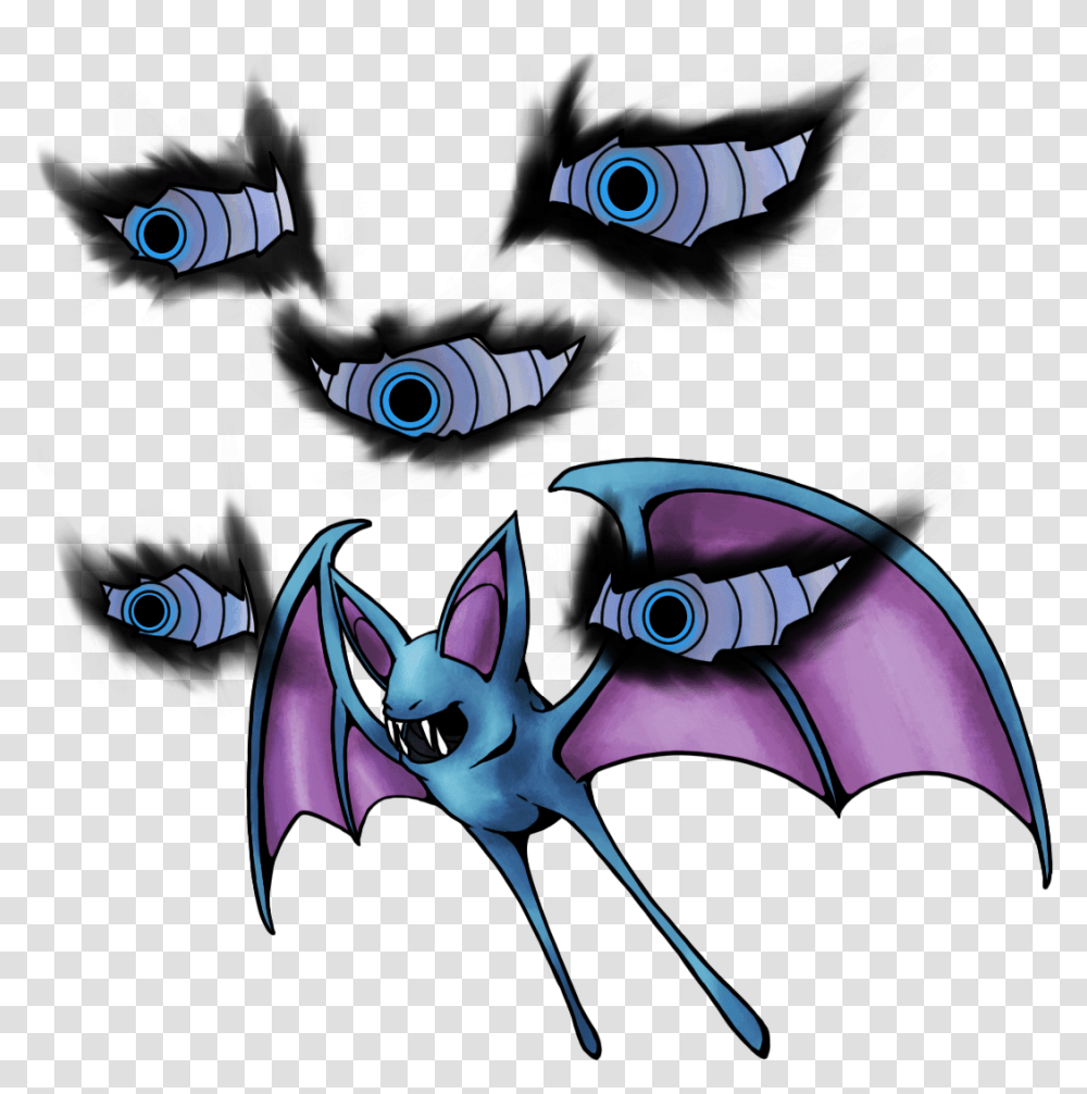 Zubat Used Mean Look Game Art Hq Pokemon Art Tribute Zubat Used Mean Look, Dragon, Animal Transparent Png