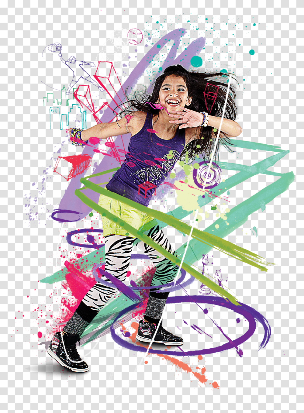 Zumba Gets Kids Moving In 50 000 Zumba, Collage, Poster, Advertisement, Person Transparent Png